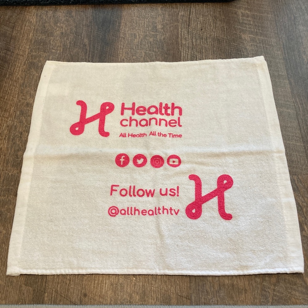 Health Channel Workout Gym Towel, Pink & White-New!